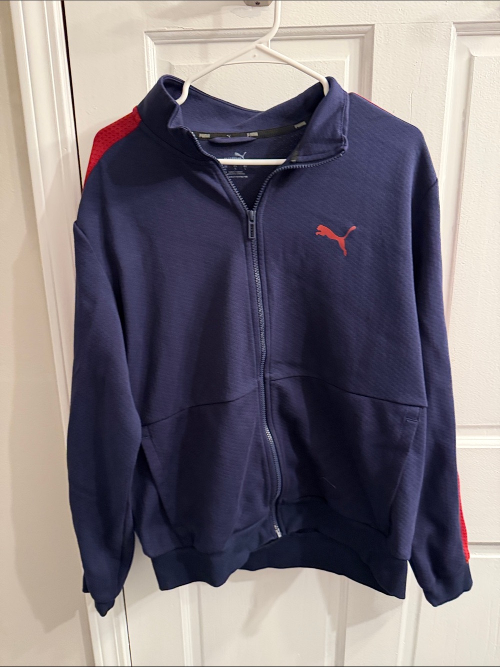 Puma Track Jacket Mens Size Large Blue Burgandy Full Zip